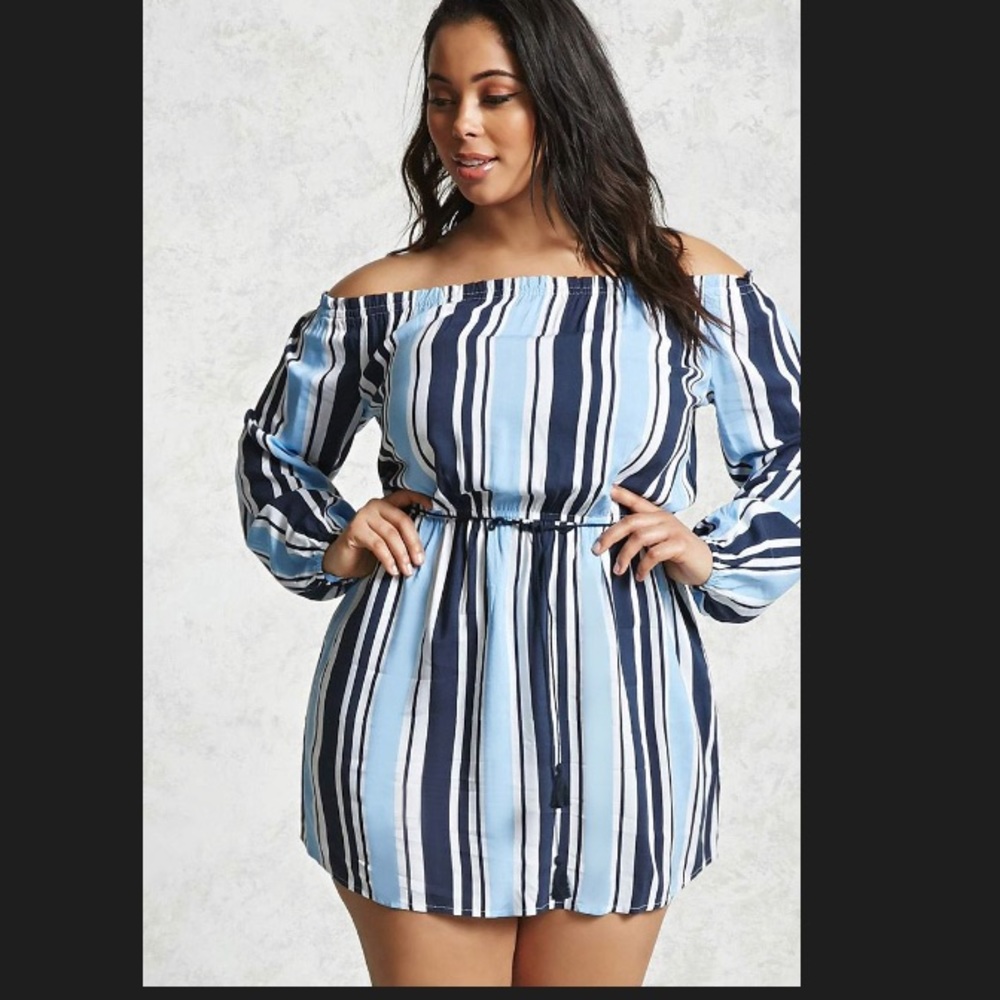 Forever 21 plus size blue stripe dress , 3x , NWT